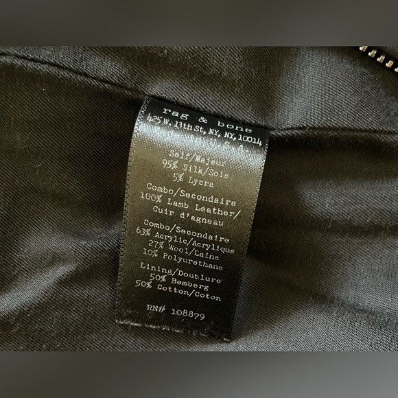 Rag & Bone eggplant pacific silk quilted jacket with leather size XS - Picture 10 of 10